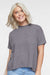 LAT 3519 Womens Hi-Lo Short Sleeve Crewneck T-Shirt Heather Granite Grey Model Front