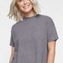 LAT Womens Hi-Lo Short Sleeve Crewneck T-Shirt - Heather Granite Grey