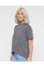 LAT 3519 Womens Hi-Lo Short Sleeve Crewneck T-Shirt Heather Granite Grey Model Side
