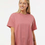 LAT Womens Hi-Lo Short Sleeve Crewneck T-Shirt - Mauvelous Pink - NEW