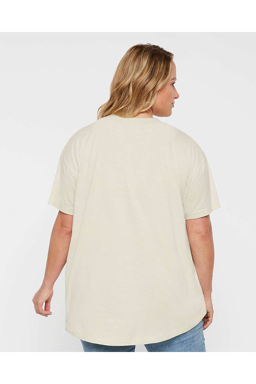 LAT 3519 Womens Hi-Lo Short Sleeve Crewneck T-Shirt Natural Model Back