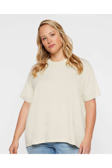 LAT 3519 Womens Hi-Lo Short Sleeve Crewneck T-Shirt Natural Model Front