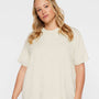 LAT Womens Hi-Lo Short Sleeve Crewneck T-Shirt - Natural - NEW