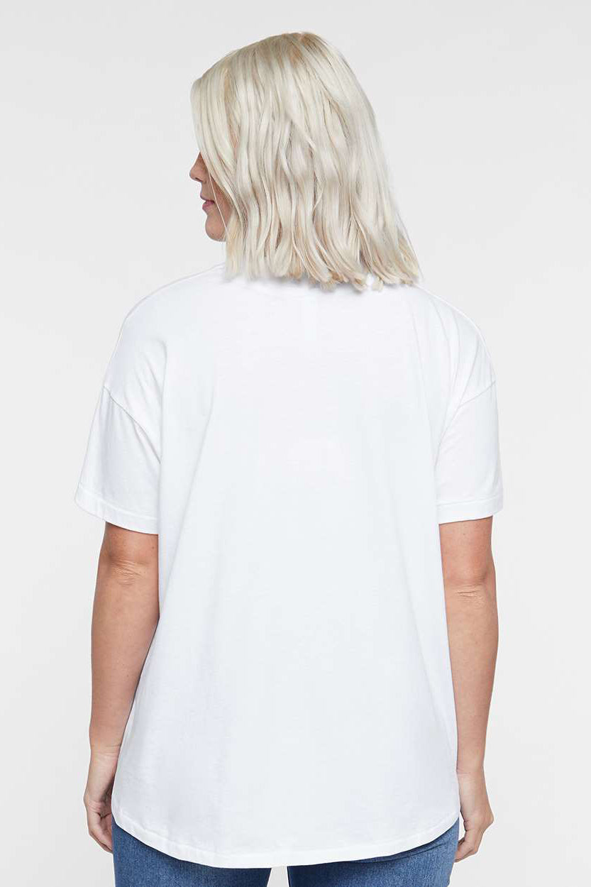 LAT 3519 Womens Hi-Lo Short Sleeve Crewneck T-Shirt White Model Back