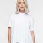 LAT Womens Hi-Lo Short Sleeve Crewneck T-Shirt - White - NEW