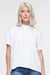 LAT 3519 Womens Hi-Lo Short Sleeve Crewneck T-Shirt White Model Front
