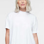 LAT Womens Hi-Lo Short Sleeve Crewneck T-Shirt - White