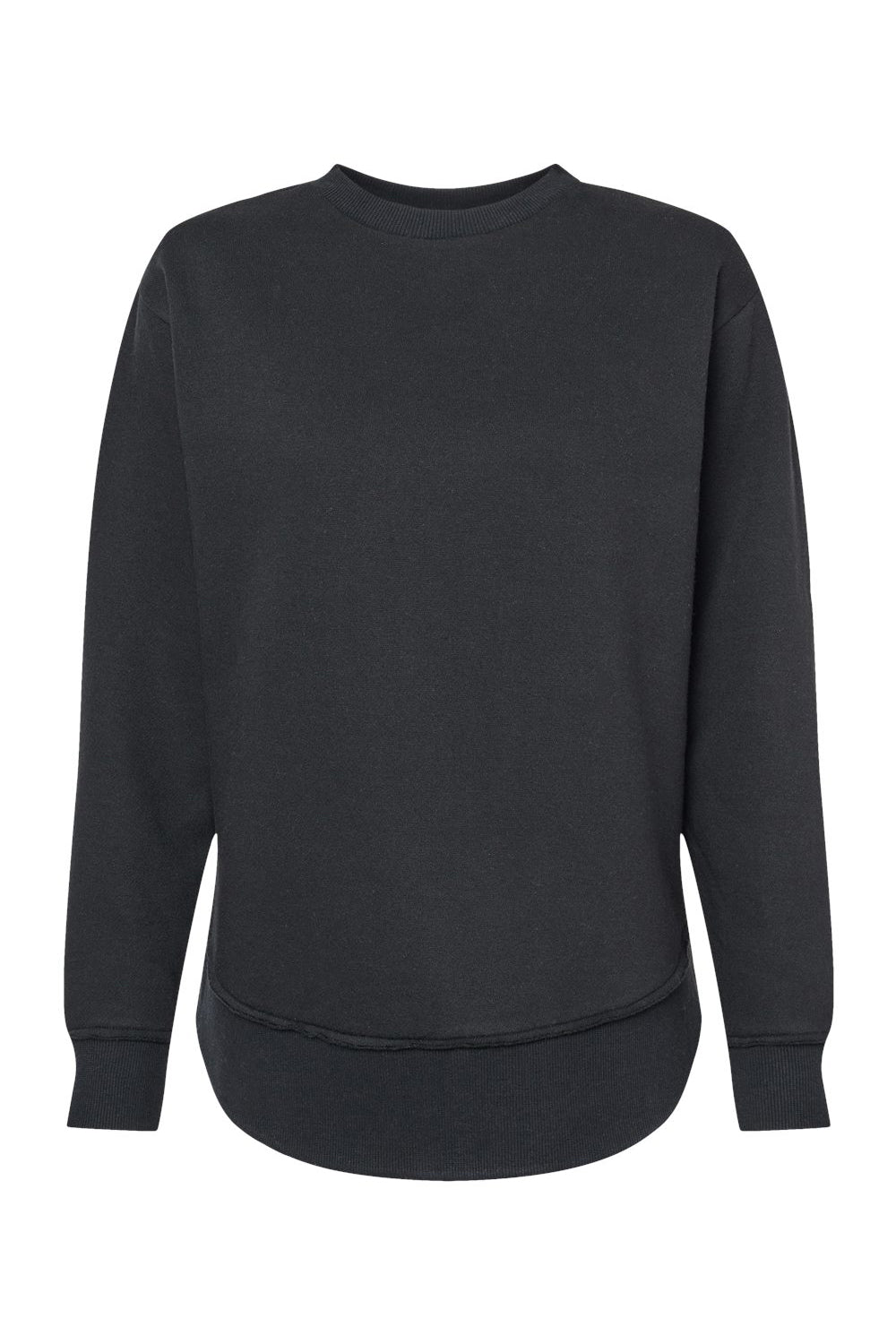 LAT 3525 Womens Weekend Fleece Crewneck Sweatshirt Black Flat Front