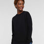 LAT Womens Weekend Fleece Crewneck Sweatshirt - Black - NEW