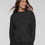 LAT Womens Weekend Fleece Crewneck Sweatshirt - Black Leopard - NEW