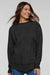 LAT 3525 Womens Weekend Fleece Crewneck Sweatshirt Black Leopard Model Front