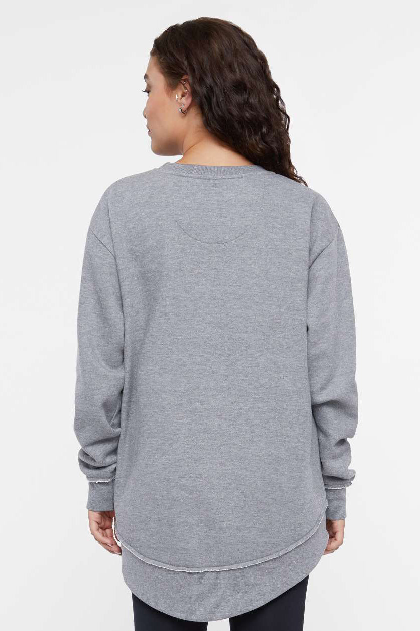 LAT 3525 Womens Weekend Fleece Crewneck Sweatshirt Heather Granite Grey Model Back
