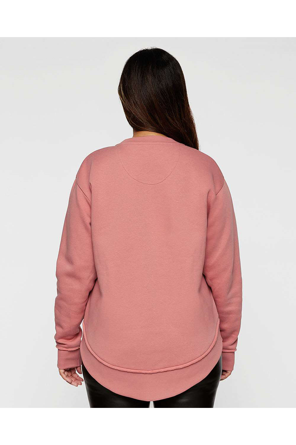 LAT 3525 Womens Weekend Fleece Crewneck Sweatshirt Mauvelous Pink Model Back