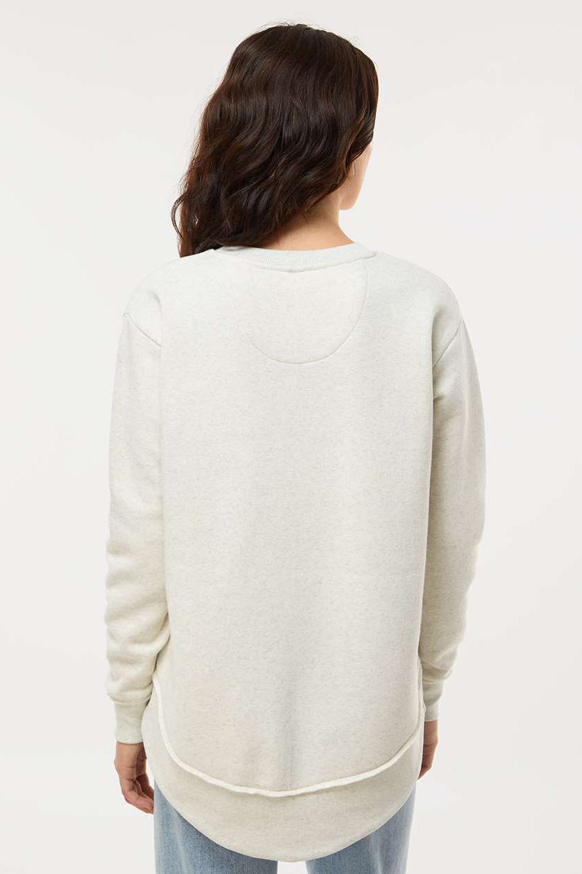 LAT 3525 Womens Weekend Fleece Crewneck Sweatshirt Heather Natural Model Back