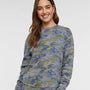 LAT Womens Weekend Fleece Crewneck Sweatshirt - Vintage Camo - NEW