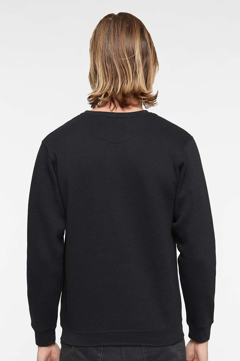 LAT 6925 Mens Elevated Fleece Crewneck Sweatshirt Black Model Back