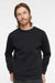 LAT 6925 Mens Elevated Fleece Crewneck Sweatshirt Black Model Front