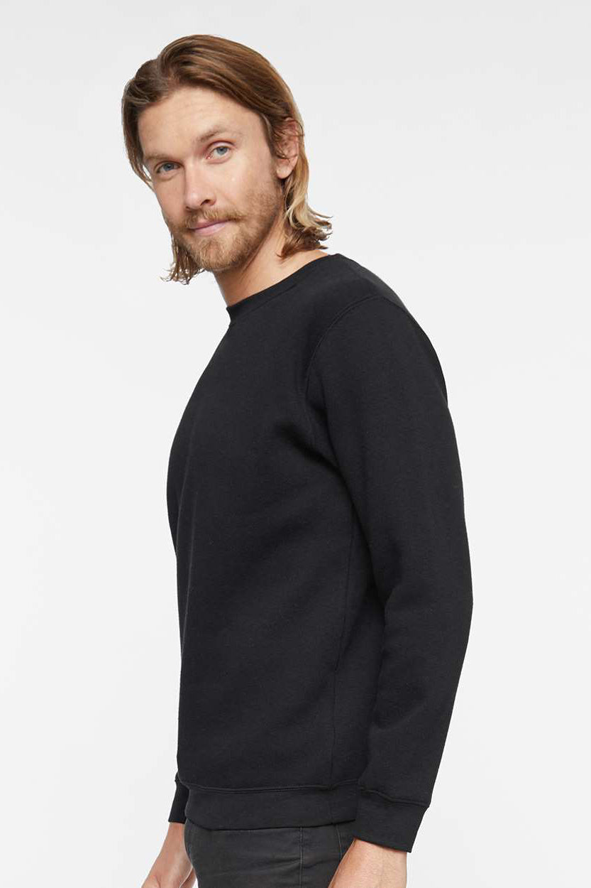 LAT 6925 Mens Elevated Fleece Crewneck Sweatshirt Black Model Side
