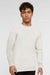 LAT 6925 Mens Elevated Fleece Crewneck Sweatshirt Heather Natural Model Front