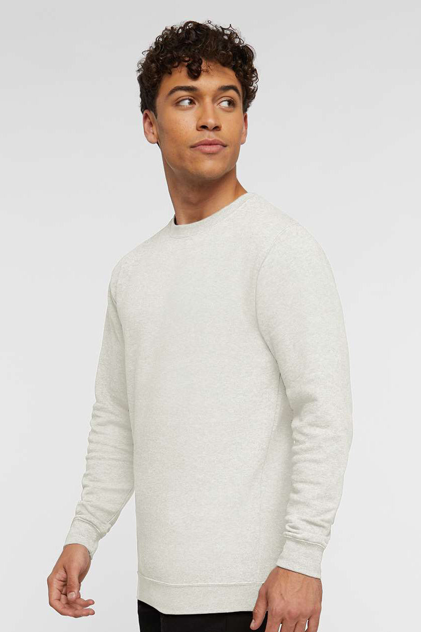 LAT 6925 Mens Elevated Fleece Crewneck Sweatshirt Heather Natural Model Side
