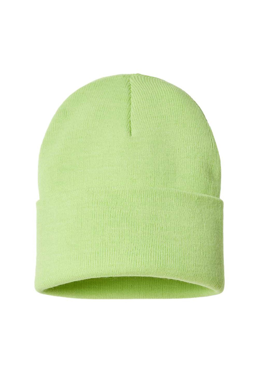 Atlantis Hats PURE Unisex Sustainable Beanie Acid Green Flat Front