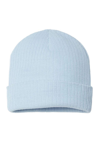Atlantis Hats RIO Unisex Sustainable Rib Cuffed Beanie Light Blue Flat Front