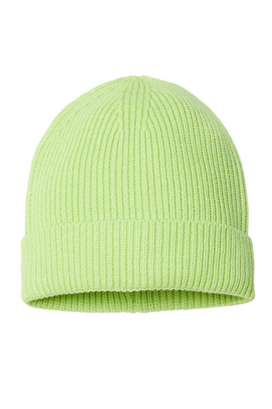 Atlantis Hats ANDY Unisex Sustainable Fine Rib Cuffed Beanie Acid Green Flat Front