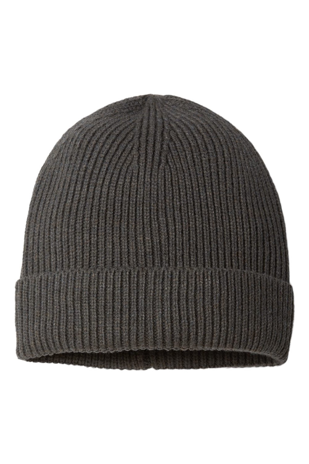 Atlantis Hats ANDY Unisex Sustainable Fine Rib Cuffed Beanie Dark Grey Flat Front