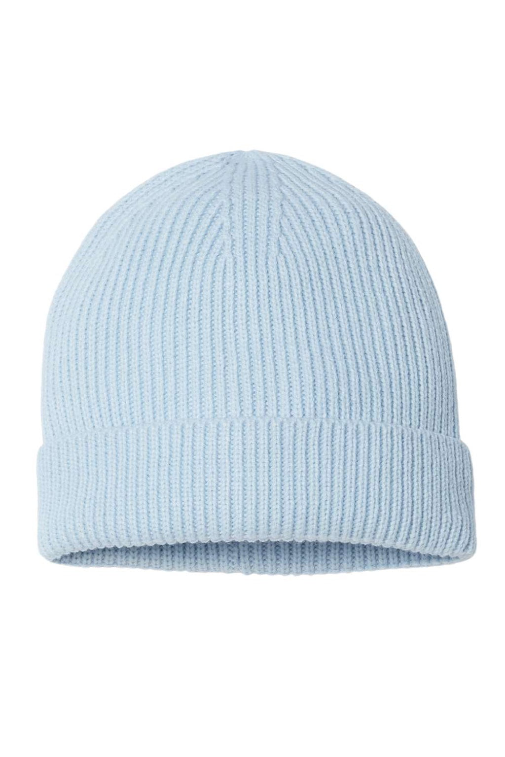 Atlantis Hats ANDY Unisex Sustainable Fine Rib Cuffed Beanie Light Blue Flat Front