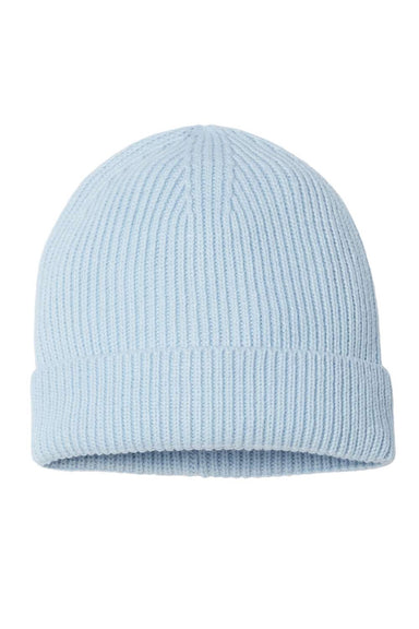 Atlantis Hats ANDY Unisex Sustainable Fine Rib Cuffed Beanie Light Blue Flat Front