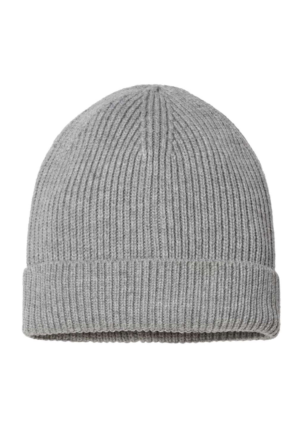 Atlantis Hats ANDY Unisex Sustainable Fine Rib Cuffed Beanie Light Grey Melange Flat Front