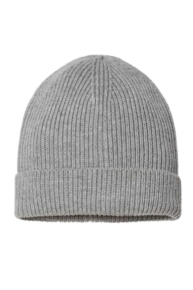 Atlantis Hats ANDY Unisex Sustainable Fine Rib Cuffed Beanie Light Grey Melange Flat Front