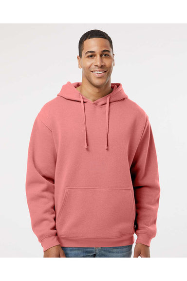 LAT 6926 Mens Elevated Fleece Basic Hooded Sweatshirt Hoodie Mauvelous Pink Model Front