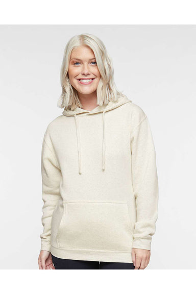 LAT 6926 Mens Elevated Fleece Basic Hooded Sweatshirt Hoodie Heather Natural Model Front