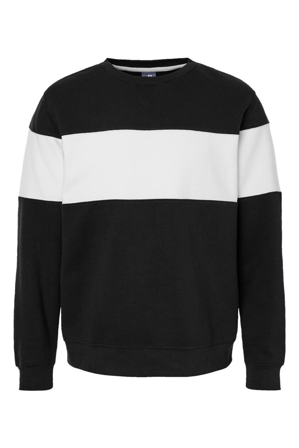 J America 8646 Mens Varsity Fleece Crewneck Sweatshirt Black Flat Front