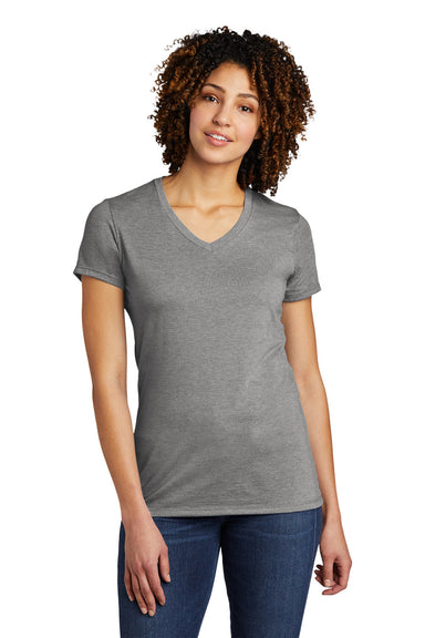 Allmade AL2018 Womens Short Sleeve V-Neck T-Shirt Aluminum Grey Model Front
