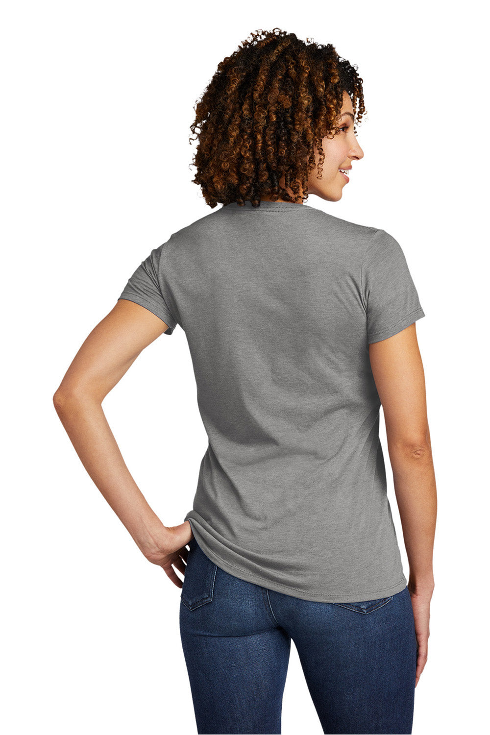 Allmade AL2018 Womens Short Sleeve V-Neck T-Shirt Aluminum Grey Model Back