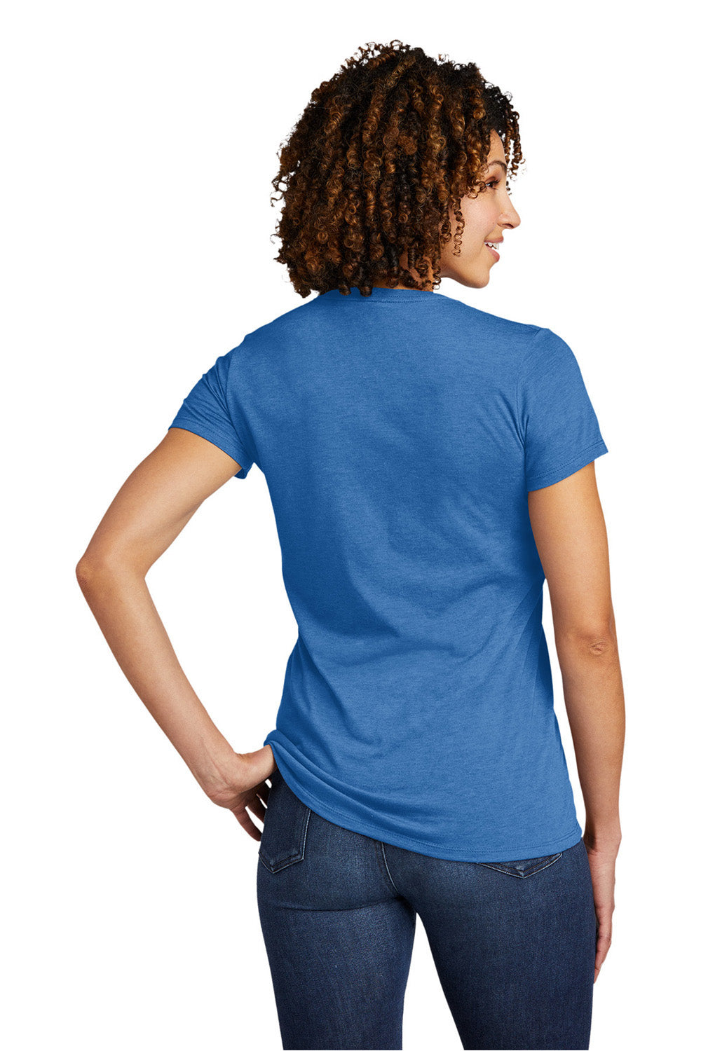 Allmade AL2018 Womens Short Sleeve V-Neck T-Shirt Azure Blue Model Back