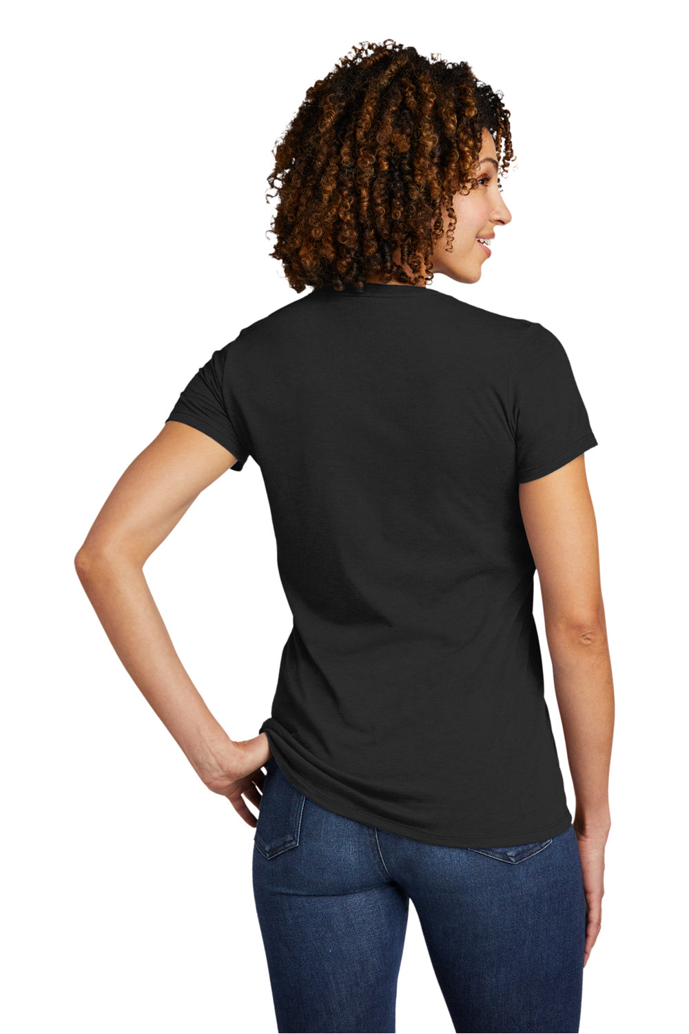 Allmade AL2018 Womens Short Sleeve V-Neck T-Shirt Deep Black Model Back