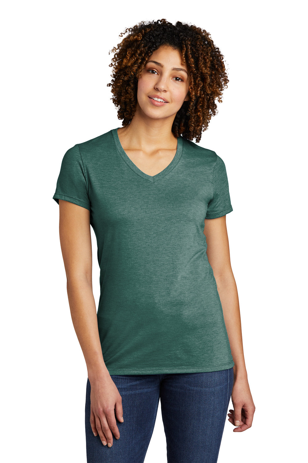Allmade AL2018 Womens Short Sleeve V-Neck T-Shirt Deep Sea Green Model Front
