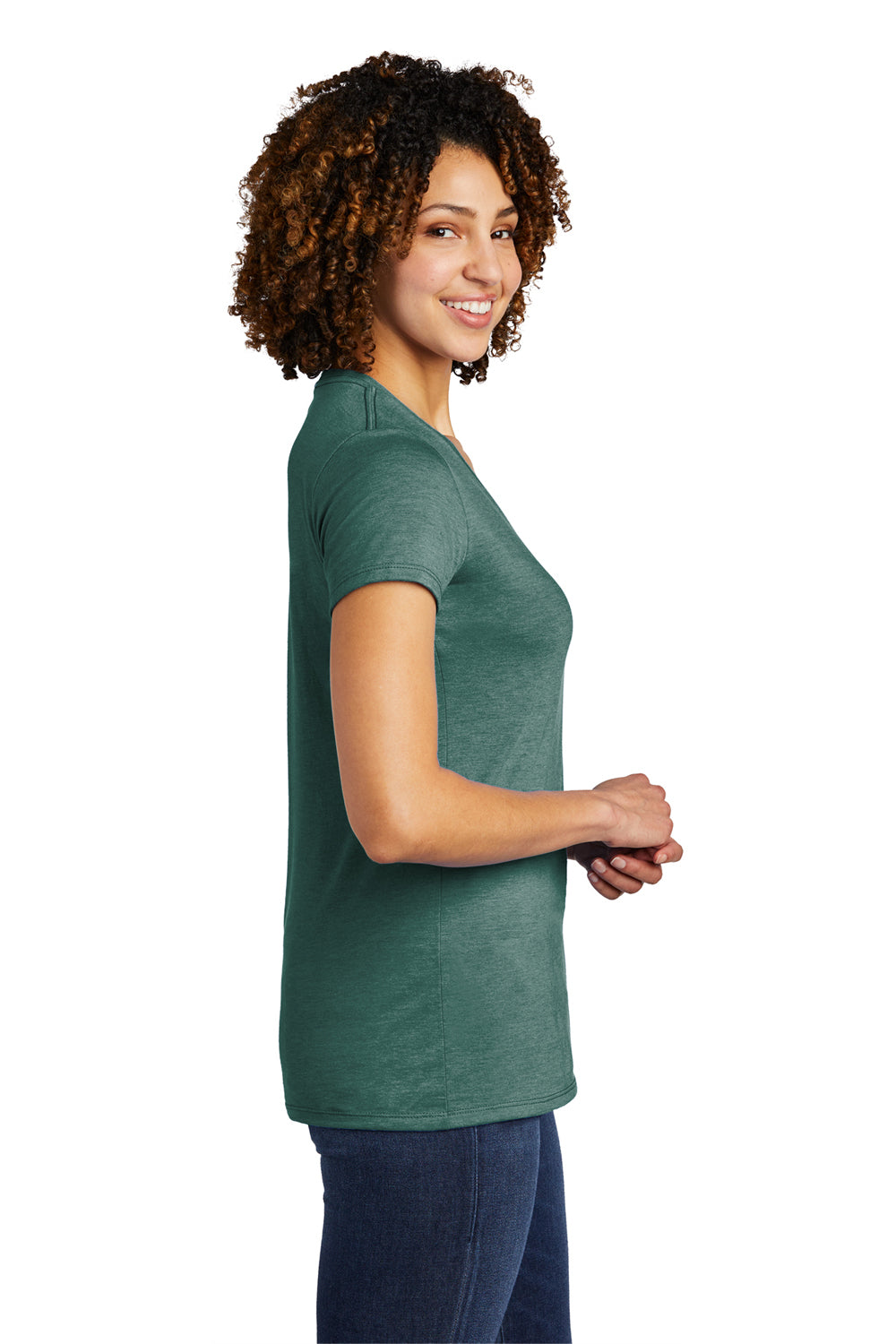 Allmade AL2018 Womens Short Sleeve V-Neck T-Shirt Deep Sea Green Model Side