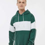 MV Sport Mens Classic Fleece Colorblock Hooded Sweatshirt Hoodie - Mallard Green/White - NEW