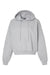 MV Sport W21751 Womens Sueded Fleece Crop Hooded Sweatshirt Hoodie Heather Grey Flat Front