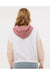 MV Sport W23716 Womens Sueded Fleece Colorblock Crop Hooded Sweatshirt Hoodie Cameo Pink Model Back