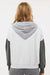 MV Sport W23716 Womens Sueded Fleece Colorblock Crop Hooded Sweatshirt Hoodie Charcoal Grey Model Back