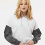 MV Sport Womens Sueded Fleece Colorblock Crop Hooded Sweatshirt Hoodie - Charcoal Grey - NEW