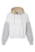MV Sport W23716 Womens Sueded Fleece Colorblock Crop Hooded Sweatshirt Hoodie Heather Grey Flat Front