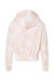 MV Sport W23718 Womens Sueded Fleece Tie-Dye Crop Hooded Sweatshirt Hoodie Cameo Pink Flat Back