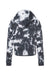 MV Sport W23718 Womens Sueded Fleece Tie-Dye Crop Hooded Sweatshirt Hoodie Charcoal Grey Flat Back