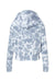 MV Sport W23718 Womens Sueded Fleece Tie-Dye Crop Hooded Sweatshirt Hoodie Stonewashed Blue Flat Back
